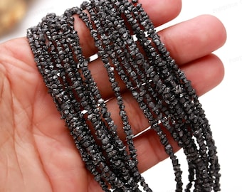 Natural Black Diamond Raw Beads, Rough Diamond Beads, Excellent Quality Diamond Nuggets, 2-3 mm Black Diamond Uncut Beads for Jewelry