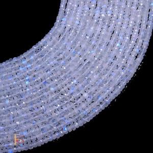 AAA+ Natural Blue Fire Rainbow Moonstone Faceted Rondelle Beads, Natural Rainbow Gemstone Beads, 4-4.5 MM Moonstone Handmade Beads, 13 Inch