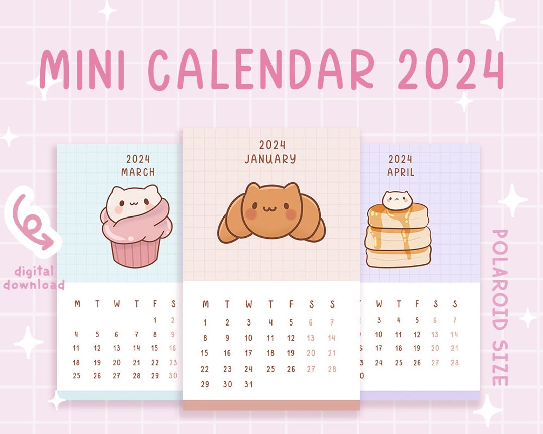 Calendar Cat 2024 Printable Monthly Calendar Cute Undated Calendar Cute