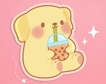 Boba Dog Sticker Boba Tea Sticker Cute boba Sticker Kawaii Vinyl Sticker Cute Vinyl Sticker Kawaii Boba Sticker Kawaii labrador sticker