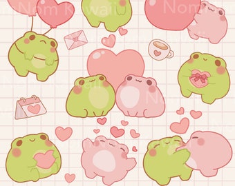 Valentine Clipart PNG Kawaii Valentine Clipart Cute Cat Valentine Clipart Kawaii Cat PNG Cute Kawaii Valentine Frog Commercial Use Clipart