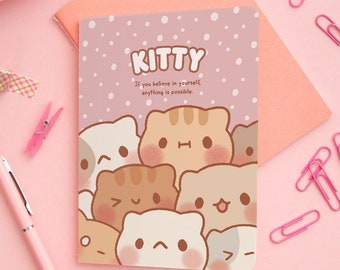 Kawaii Cat Notebook A5 Notebook Lindo Cuaderno A5 Lindo Kawaii A5 Cuaderno Gato Taza de Café Cuaderno Lindo Cuaderno Forrado Kawaii Cat Lover Regalo