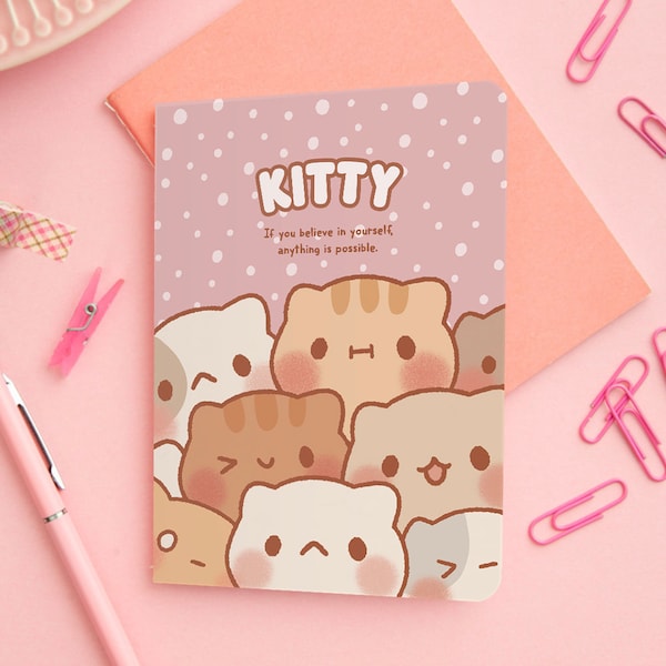 Kawaii Cat Notebook A5 Notebook Cute A5 Notebook Cute Kawaii A5 Notebook Cat Coffee Cup Notebook Cute Lined Notebook Kawaii Cat Lover Gift