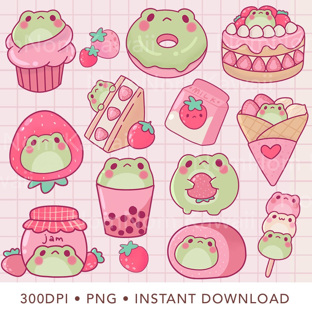 Strawberry Clipart PNG Kawaii Strawberry Clipart Cute Strawberry Frog