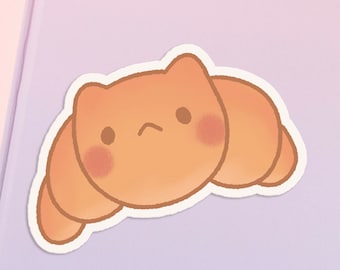 Cat Croissant Sticker Kawaii Bakery Kawaii Cat Cute Breakfast Sticker Kawaii Breakfast Sticker Cute Bakery Cat Croissant Cat Stationery