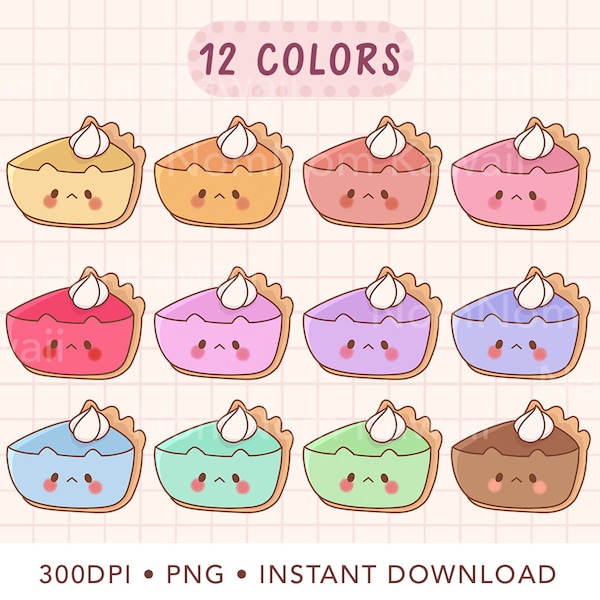 Pie Clipart PNG Kawaii Pie Slice Clipart Cute Pie Cake Slice Cat Clipart Kawaii Food PNG Pumpkin Blueberry Chocolate Kiwi Commercial Use