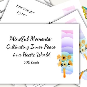 Mindfulness Cards, Instant Download, PNG,PDF, Self Reflection, Self Love, Mindful practices, Prompts, Deck Cards, Inner Peace, Stress Relief