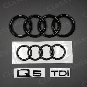 Audi Q5 TDI 2013-2020 Front & Rear Rings Emblem Badge SET Gloss Black