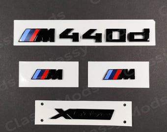 M440d xDrive schwarz glänzende Badges für BMW M Power Embleme