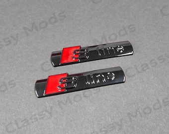 2x S-Line Side Fender Emblem Badges Sport Gloss Black