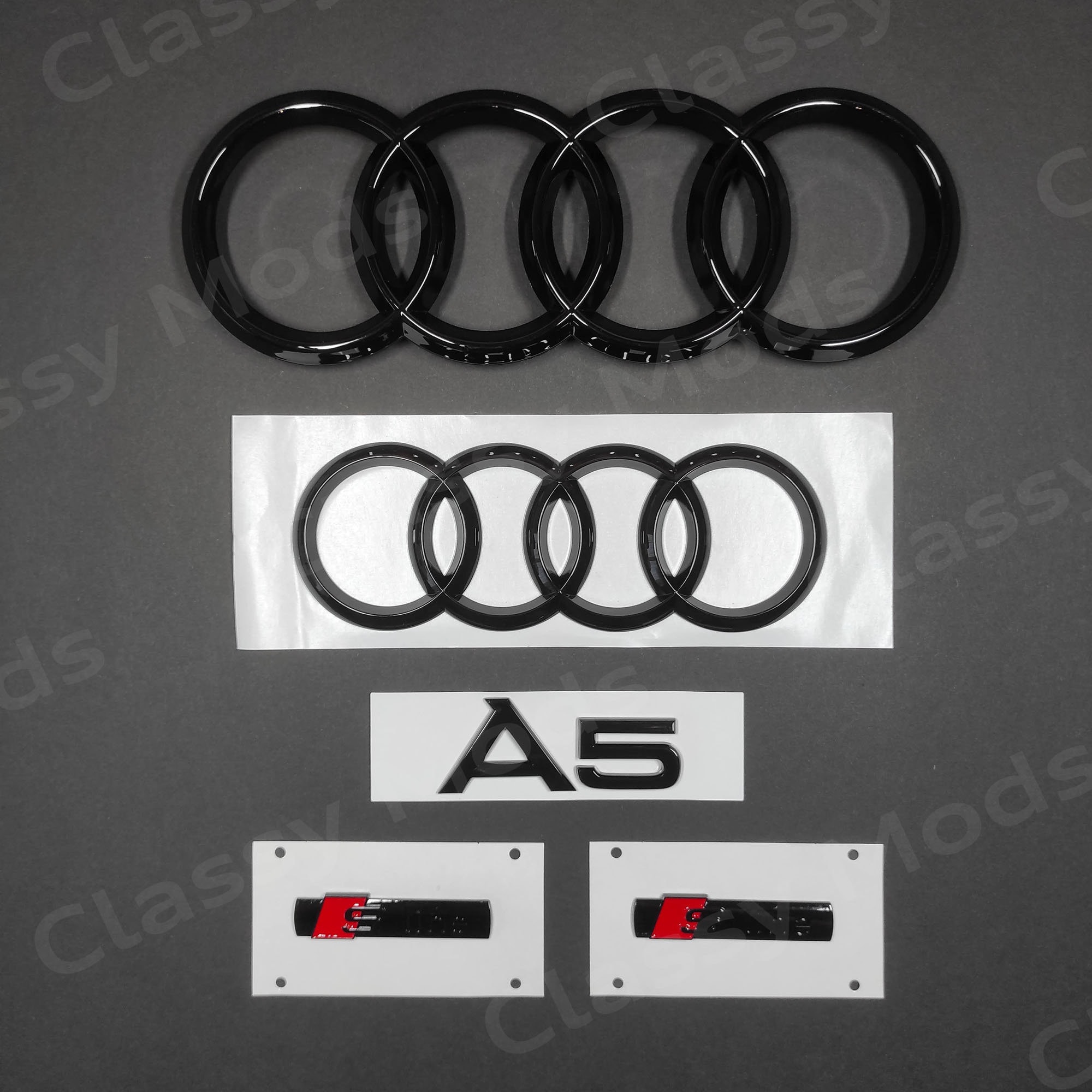 Audi A5 COUPE Quattro S line Front Rear Rings Emblem Badge SET Gloss Black 2008 2019 Etsy
