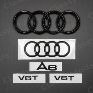 Anneaux avant et arrière pour Audi A6 V6T C7 C8 ENSEMBLE d'écussons emblème noir brillant 2012-2023