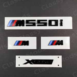 M550i xDrive Gloss Black Badges for BMW Emblem Set M Power