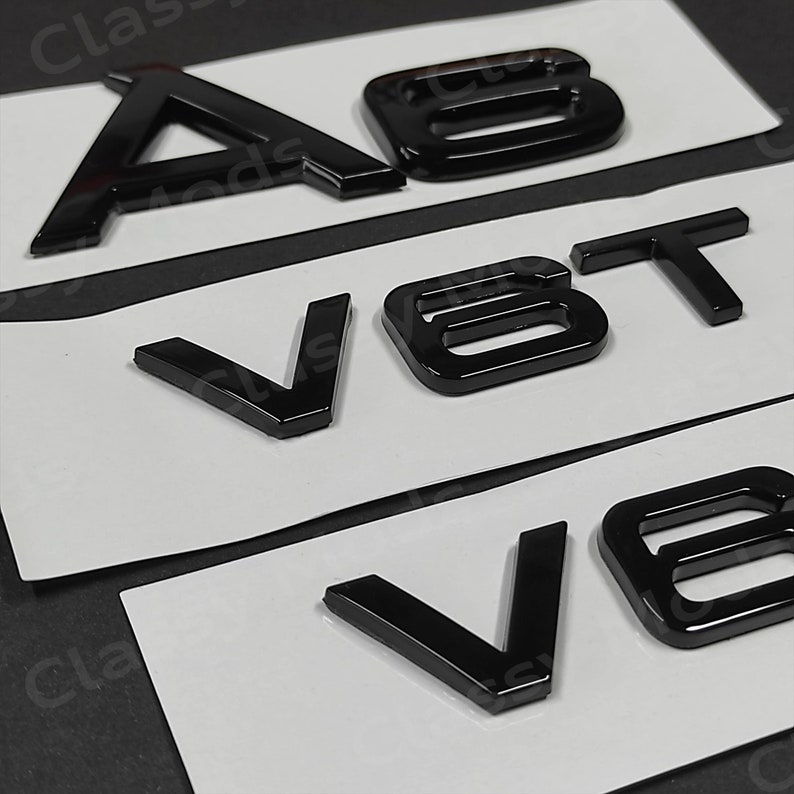 Audi A6 V6T Gloss Black Rear Badge Emblem Letters - Etsy