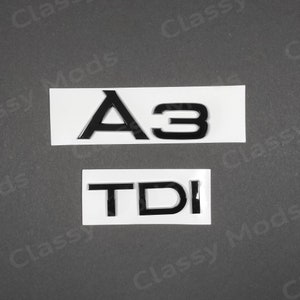 Letras del emblema de la insignia trasera del Audi A3 TDI en negro brillante