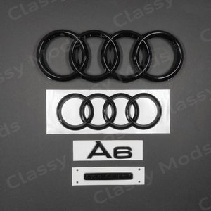 Audi A6 Quattro Ringe vorne & hinten C7 C8 Emblem Badge SET Schwarz glänzend 2012-2023