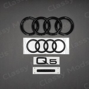 thumbnail image 2 of 3D Audi Quattro Emblem Stainless Steel License Plate Frame – Front Mount, Black 2 of 6