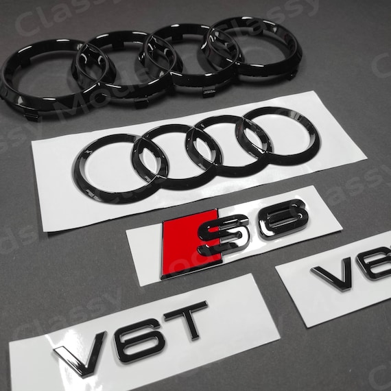 Original Audi Ringe Emblem vorn + hinten A6 4G schwarz glänzend - Black Line