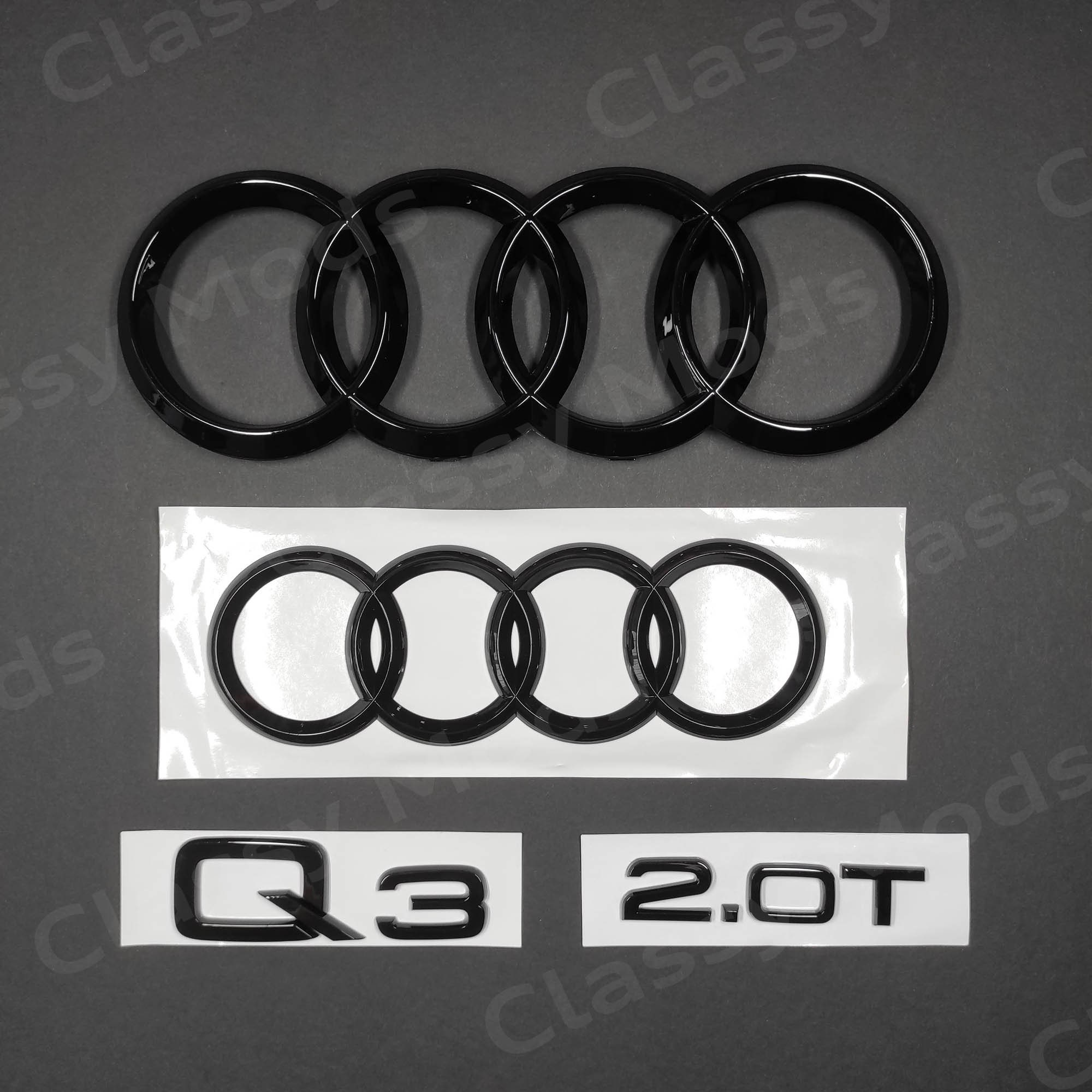 ABS nero lucido 4 anelli emblema griglia anteriore distintivo 285MM per Audi  A4 A6 Q3 Q5