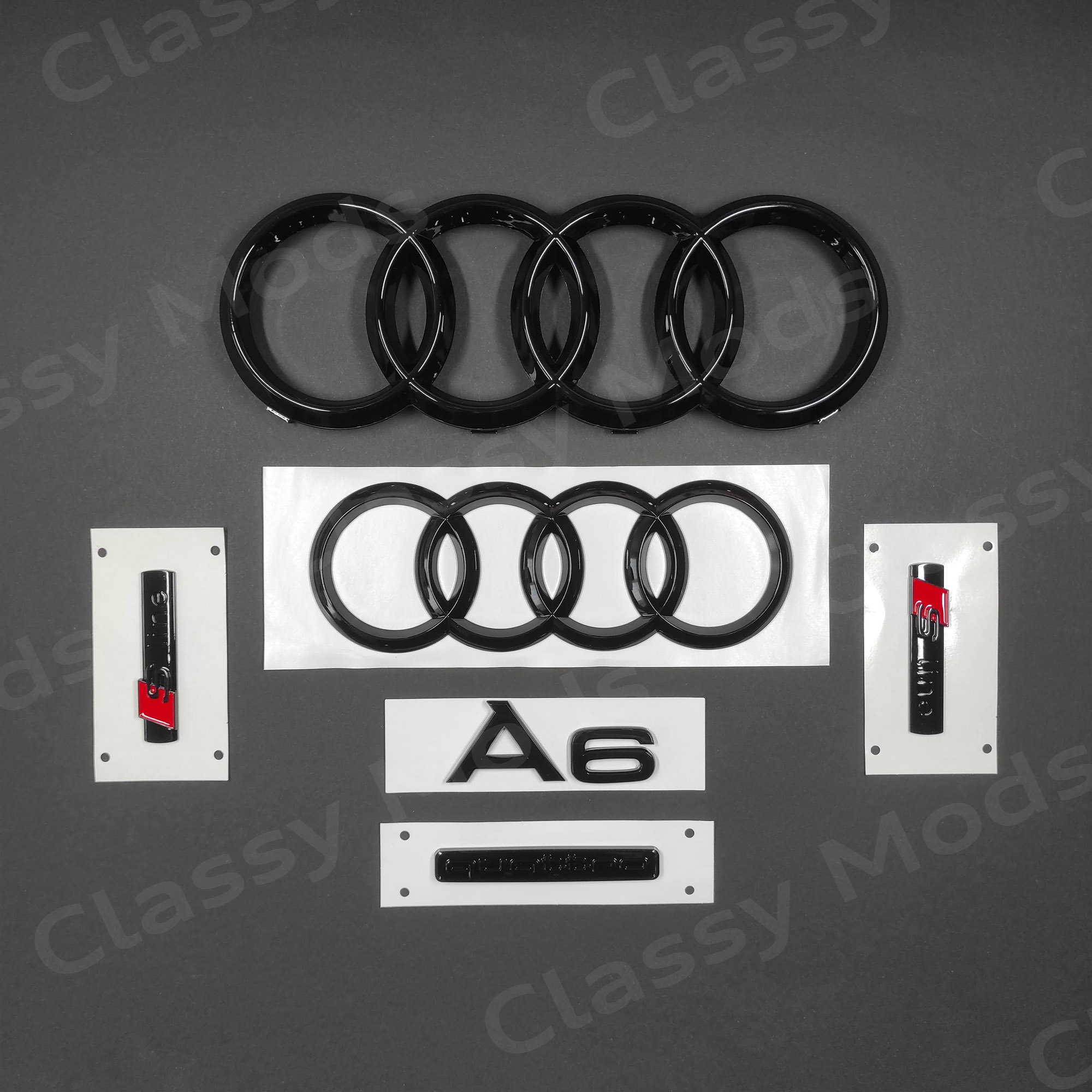 2 Logo Audi S-Line Adhésif emblem Sline Métal Gris Mat 7cm