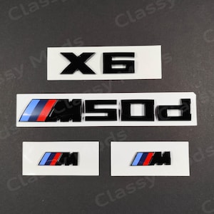 X6 M50d Gloss Black Badges for BMW Emblem Set M Sport
