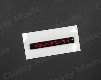 Audi Quattro Emblem 75mm Rear Trunk Liftgate Badge Sport Black/Red