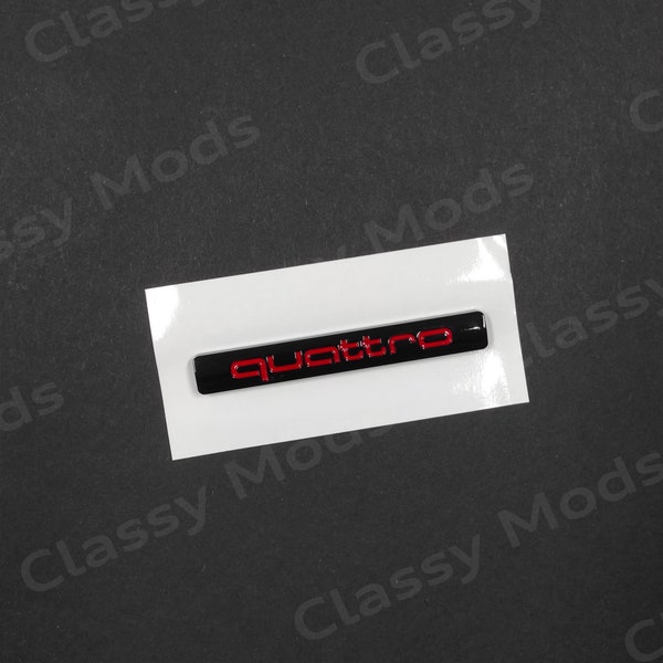 Audi Quattro Emblem 75mm Rear Trunk Liftgate Badge Sport Black/Red