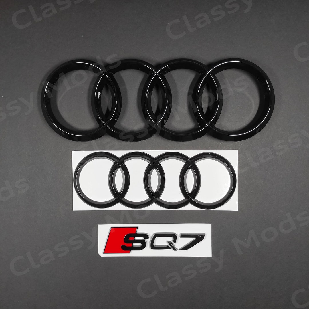 AUDI Q7 SQ7 Rear Ring Emblem GLOSS BLACK Sign Logo Trunk Lid - Foto 10