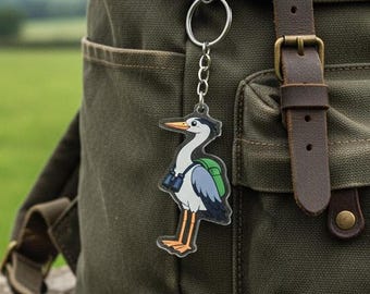 Graureiher-Schlüsselanhänger | Acryl-Vogel-Schlüsselanhänger, Geschenk für Naturliebhaber