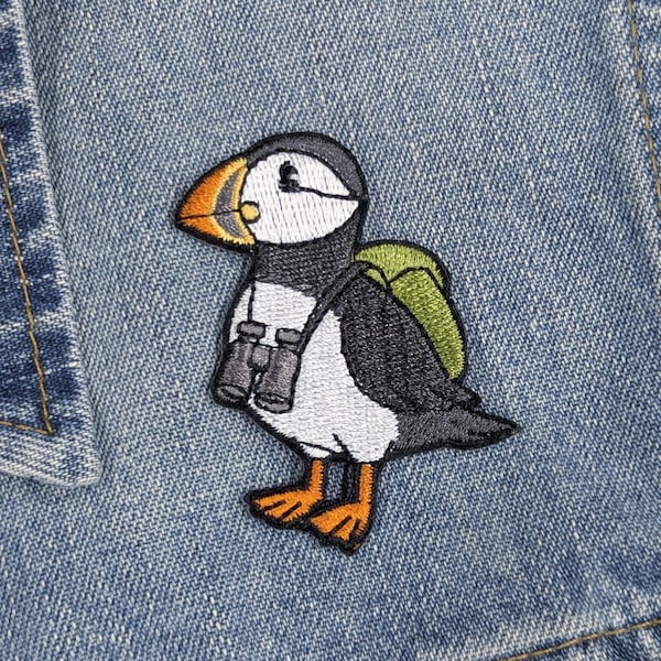 Puffin Iron On Patch | Embroidered Bird, Woven Clothes Accessory, Sea Parrot, 60mm