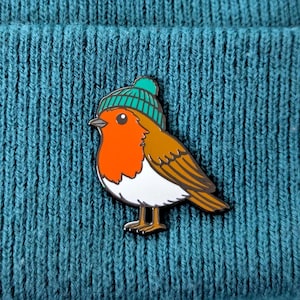 Robin Emaille Pin | Gartenvogel Abzeichen, Vogelbeobachter Geschenk, Tier Brosche