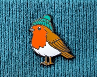 Robin Emaille Pin | Gartenvogel Abzeichen, Vogelbeobachter Geschenk, Tier Brosche