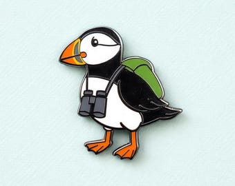 Puffin Enamel Pin | Bird Badge, Sea Bird Brooch, Birdwatcher Gift