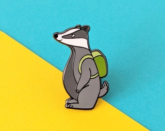 Badger Enamel Pin, Badger Brooch, European Badger, Wildlife Lapel Pin, Badger Gift, Hiker Pin, Backpack Lapel Pin, Animal Pin, Badger Lover