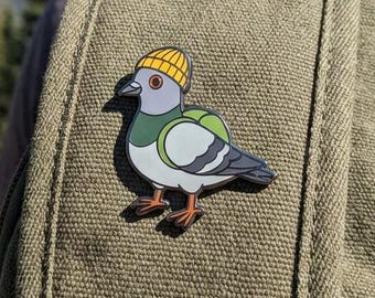 Pigeon Enamel Pin | Bird Badge, Urban Wildlife, Rock Dove Lapel, Birdwatcher Gift