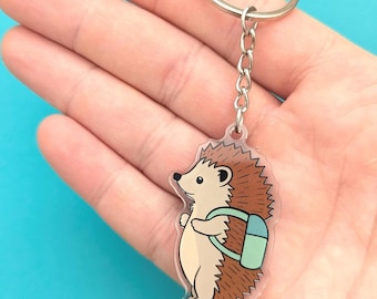 Hedgehog Keychain | Acrylic, Animal Keyring, Wildlife Gift