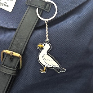 Llavero de gaviota / Llavero acrílico de gaviota argéntea, regalo de pájaro