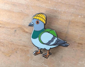 Pigeon Enamel Pin | Bird Badge, Urban Wildlife, Rock Dove Lapel, Birdwatcher Gift