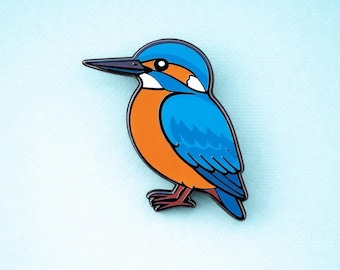 Kingfisher Enamel Pin | River Bird Badge, Birdwatcher Gift, King Fisher Brooch