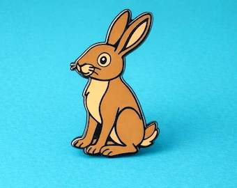Pin de esmalte de liebre / Insignia de conejo marrón, broche de animal europeo, regalo de vida silvestre