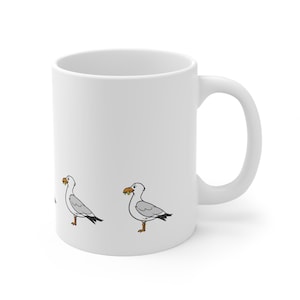 Funny Seagull Coffee Mug, Seagull Ceramic Cup, Beach Lover Gift, Bird Lover, Seagull With Stolen Chip, Tea Cup, Unique Coffee Cup, 11oz