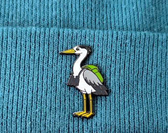 Graureiher-Anstecknadel | Wasservogel-Abzeichen, Geschenk für Vogelbeobachter, Tierbrosche