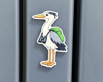 Kühlschrankmagnet Graureiher | Vogelmagnet aus Acryl, Küchendekoration mit Watvogel