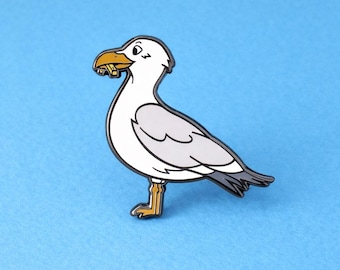 Seagull Enamel Pin | Bird Badge, Herring Gull Brooch, Seaside Gift