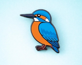 Kingfisher Enamel Pin | River Bird Badge, Birdwatcher Gift, King Fisher Brooch