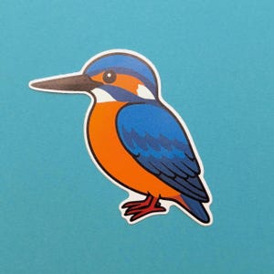 Sticker oiseau martin-pêcheur | Autocollant en vinyle découpé | Sticker nature imperméable | Mat | Sticker oiseau sauvage | Ordinateur portable, bouteille, voiture