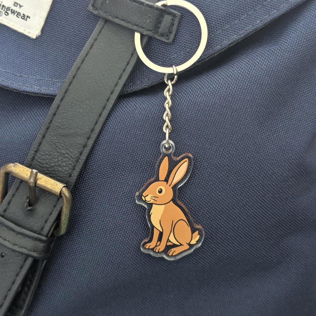 Bon The Rabbit Keychain Hare Keychain | Brown Rabbit Keyring, Animal Gift - Etsy