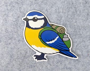 Blaumeisen-Vinylaufkleber | Wasserfester Gartenvogelaufkleber, Rucksackgeschenk