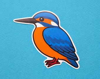 autocollant de martin-pêcheur | Vinyle oiseau de rivière, décalcomanie imperméable