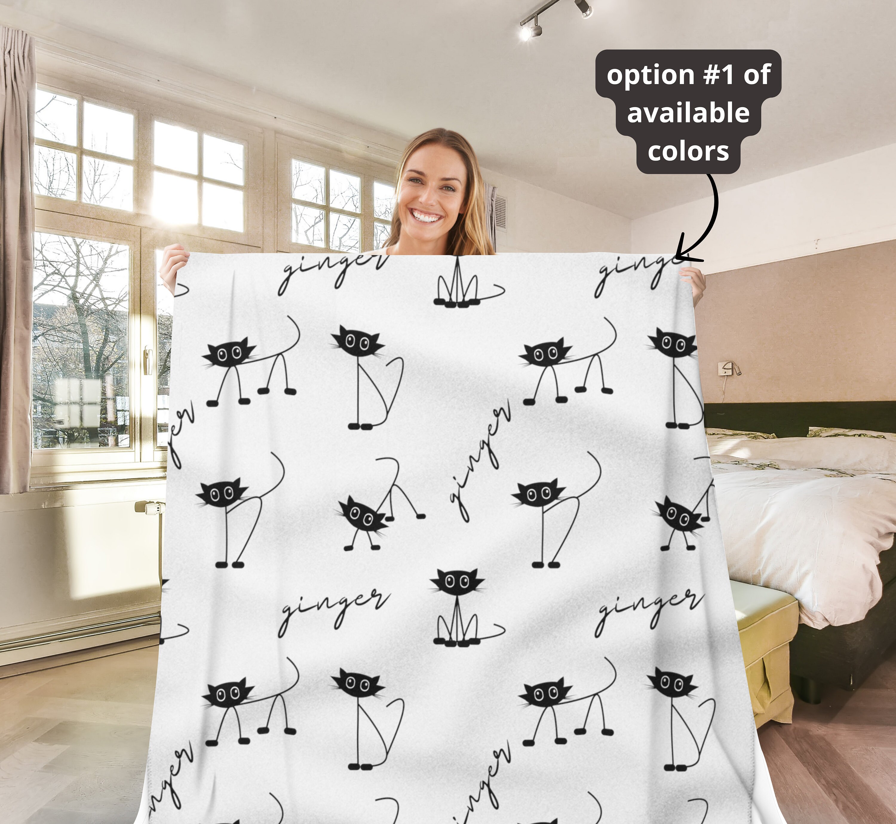 Personalized Cat Blanket - Custom Pet Throw With Name & Paw Design, 30x40 Inch Flannel Blanket